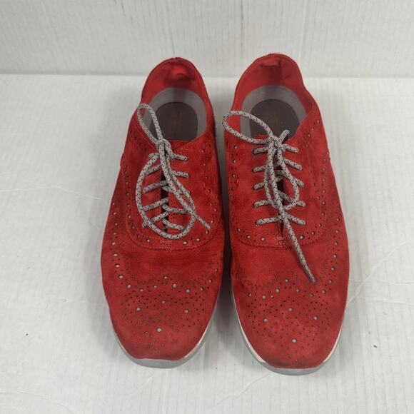 Cole Haan Zerogrand Womens Red Suede Wingtip Oxfords Shoes Size 8 B W02106 - Picture 3 of 6